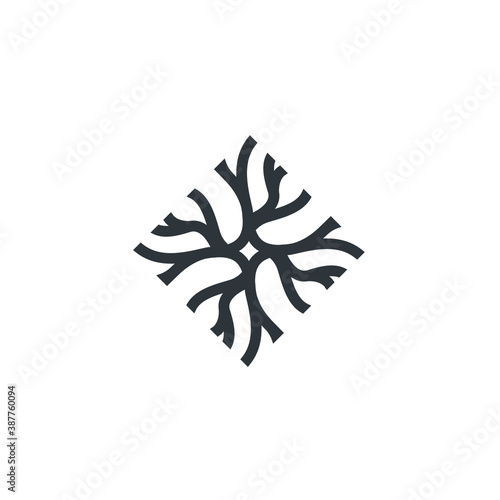 Neuron logo - brain cell science nerve biology neurology medical nervous neural network receptors mind square intelligence connection mental health memory