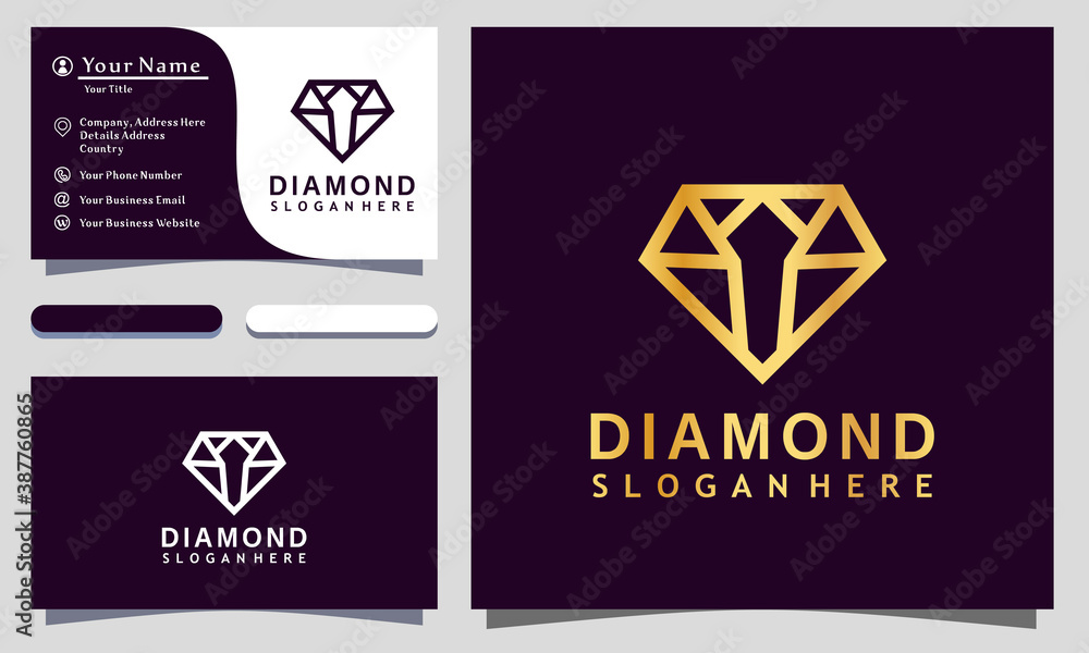 Golden Diamond Jewelry logo design vector Illustration, business card template Golden Diamond Jewelry logo design vector Illustration, business card template