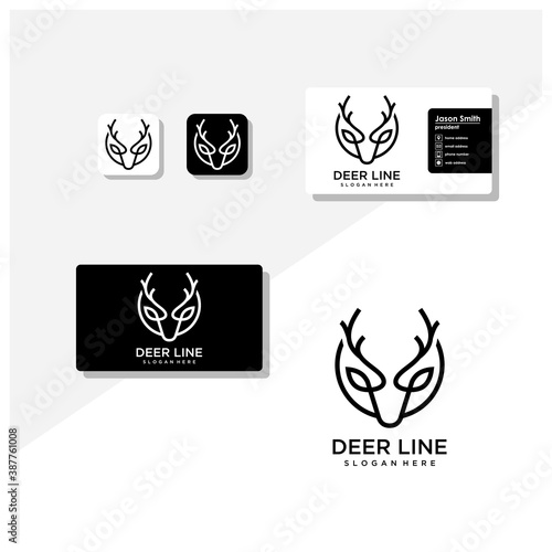 deer logo and business card template vector