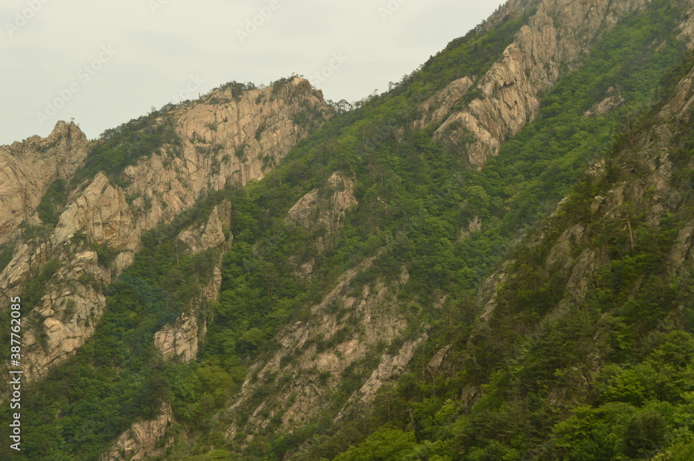 Climbing Seoraksan mountain in the Taebaek mountain range in the Gangwon Province outside of Sokcho, South Korea