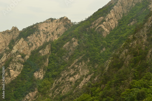 Climbing Seoraksan mountain in the Taebaek mountain range in the Gangwon Province outside of Sokcho, South Korea