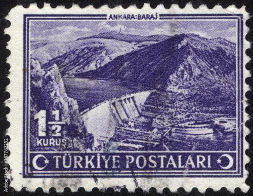 Republic of Turkey. Republic of Turkey postage stamp. Republic of Turkey historical stamp. A postage stamp printed in Republic of Turkey. photo