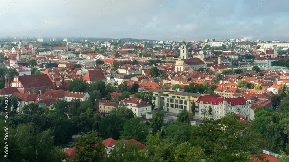 Time lapse of Vilnius old town on foggy morning, capital of Lithuania Time lapse of Vilnius old town on foggy morning, capital of Lithuania