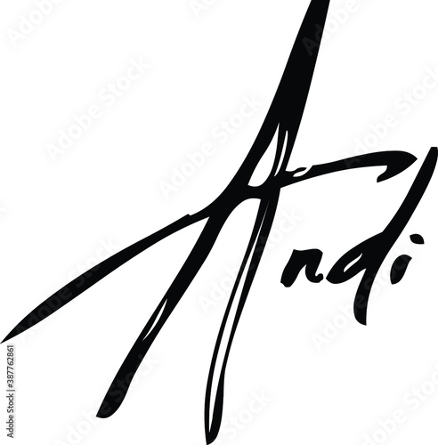 Andi-Female Name Modern Brush Calligraphy Cursive Text on White Background