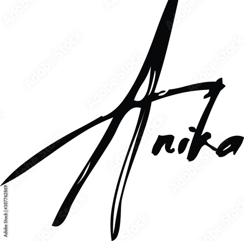 Anika-Female Name Modern Brush Calligraphy Cursive Text on White Background