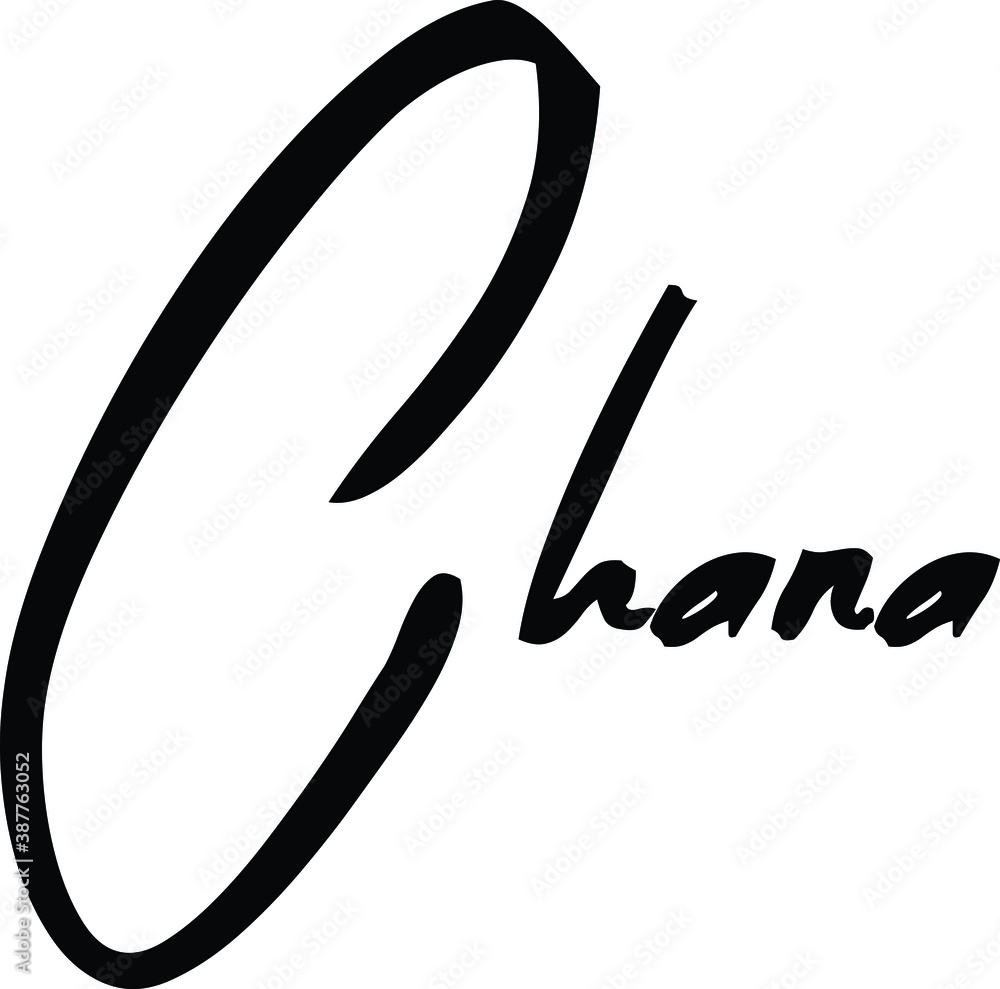 Chana-Female Name Modern Brush Calligraphy Cursive Text on White Background Chana-Female Name Modern Brush Calligraphy Cursive Text on White Background