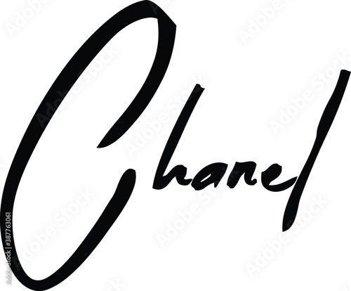 Chanel.-Female Name Modern Brush Calligraphy Cursive Text on White Background