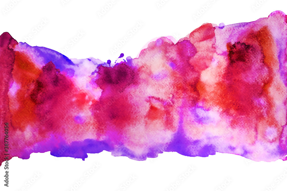Red and Violet Watercolor hand painting and splash abstract texture on white paper Background