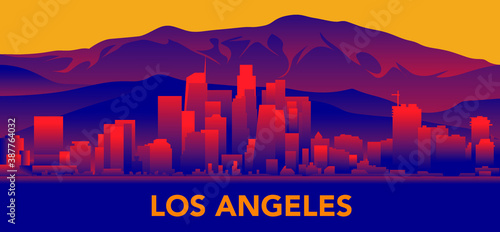Los Angeles Cityscape Background Vector