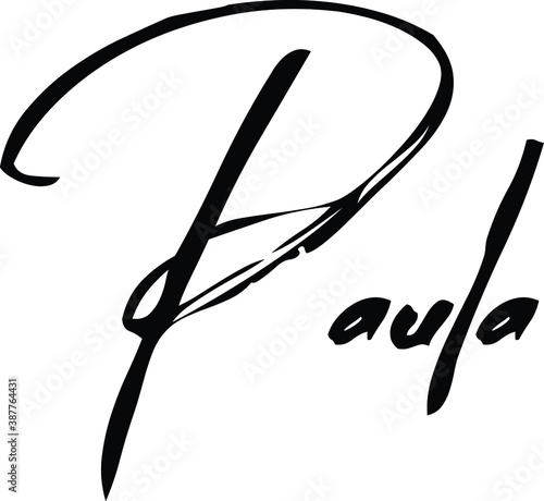 Paula-Female Name Modern Brush Calligraphy Cursive Text on White Background