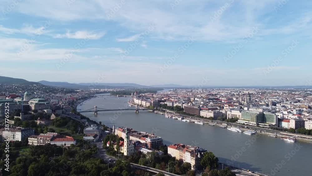 The Royal Palace, the Chain Bridge and the hungarian Parliament as seen over the river Danube The Royal Palace, the Chain Bridge and the hungarian Parliament as seen over the river Danube