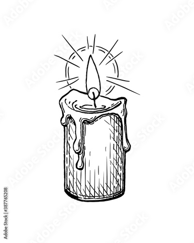 Ink sketch of burning candle.