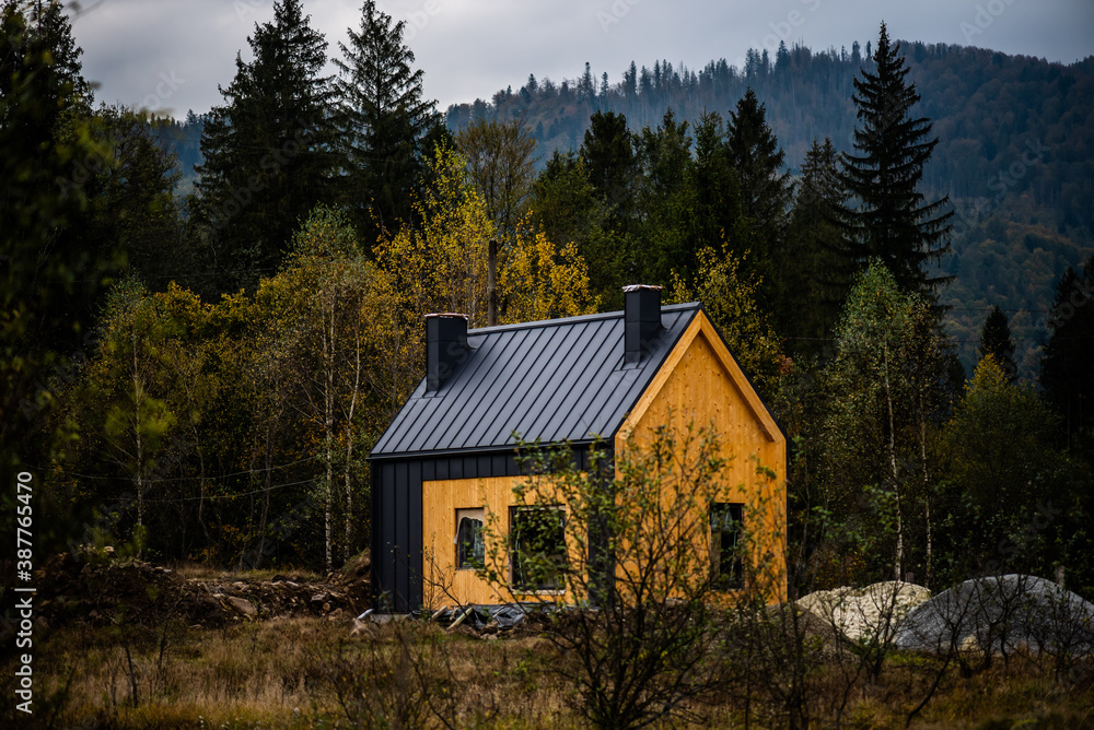 Yellow lonely house in the mountains for cozy leisure Yellow lonely house in the mountains for cozy leisure