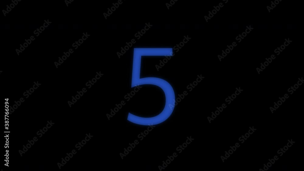 Glowing blue neon countdown from 10 to 1, animation with a black background Glowing blue neon countdown from 10 to 1, animation with a black background