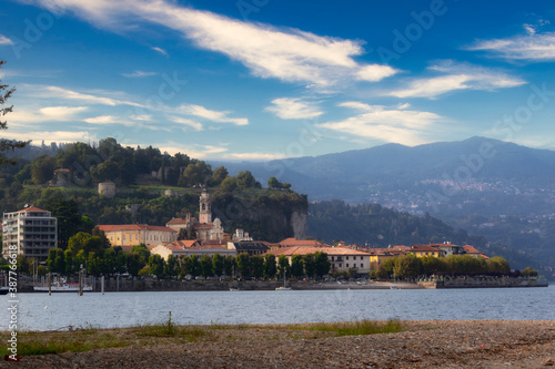View of the town of Arona on Lake Maggiore