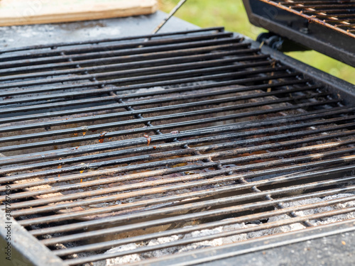 closeup of empty metal barbecue grill. Cooking tool