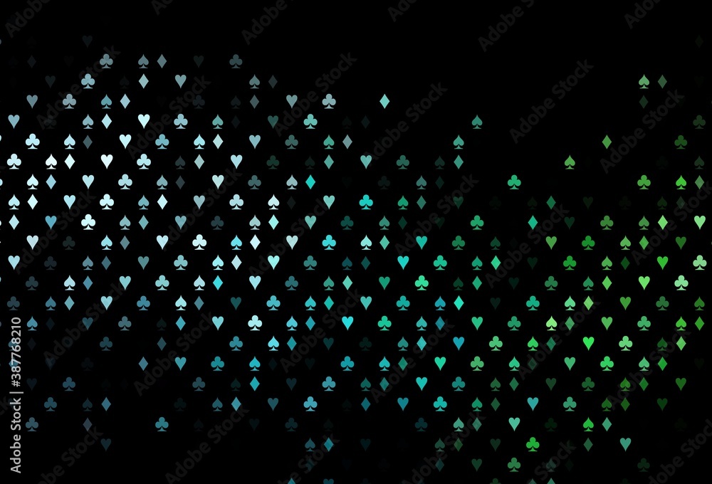 Dark Blue, Green vector texture with playing cards. Dark Blue, Green vector texture with playing cards.