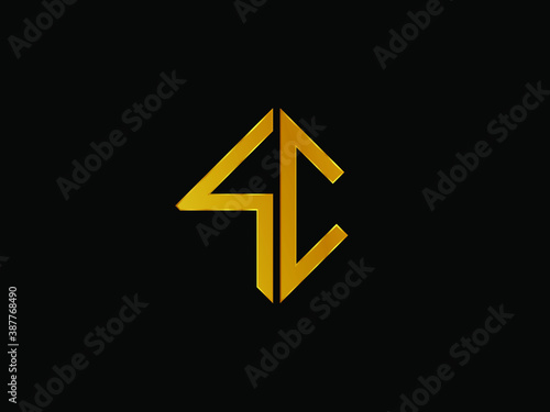 SC square shape gold color logo