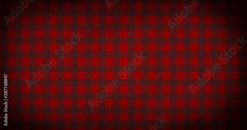 Chequered background pattern with fabric structure in red color - lumberjack checkered.