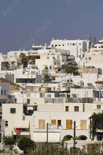 White buildings overview in Naxos, Greece