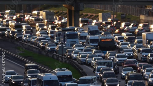 Static time-lapse of the busy day traffic at the city.	City traffic at the rush hour. Istanbul, Turkey.