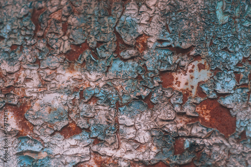 Rusty metal, texture with rust and old paint.