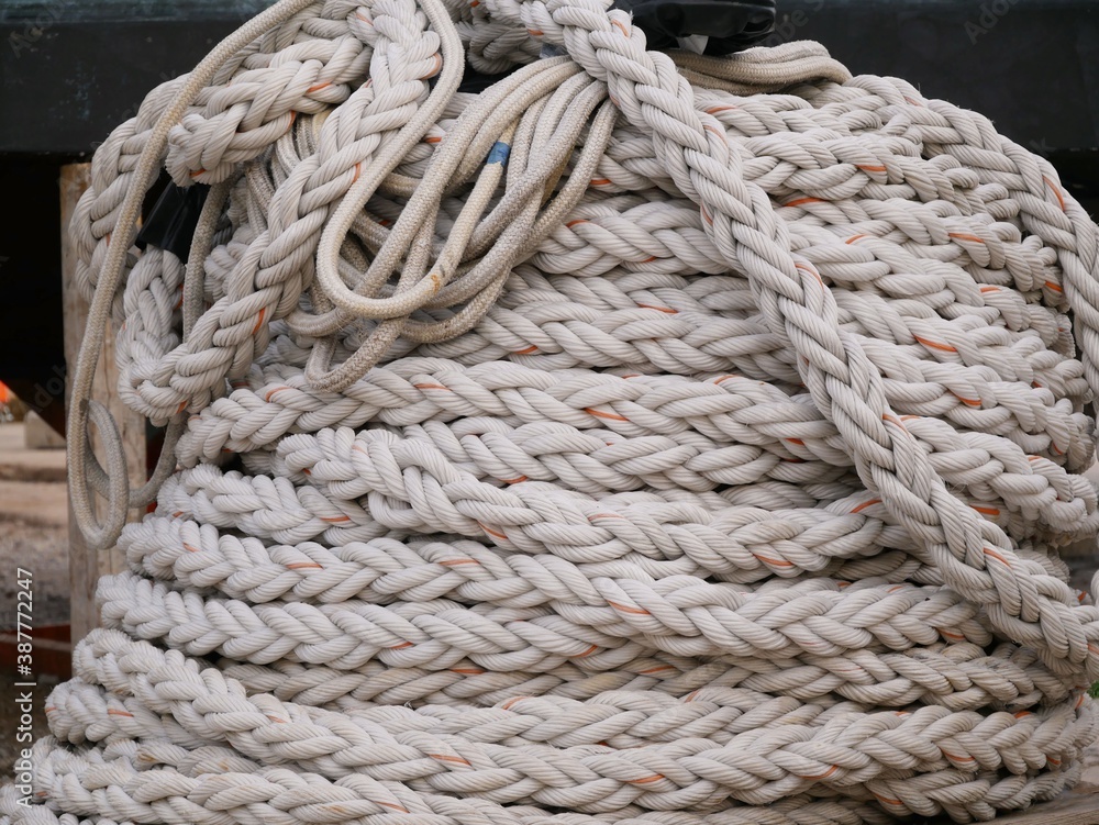 Mooring rope wound on a drum