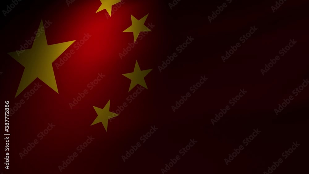 Animation of a 3D rendering Waving China flag with a spotlight Animation of a 3D rendering Waving China flag with a spotlight