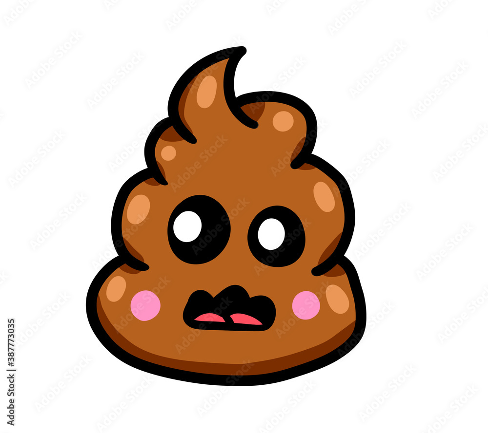 Cartoon Stylized Scared Poop Emoticon Cartoon Stylized Scared Poop Emoticon