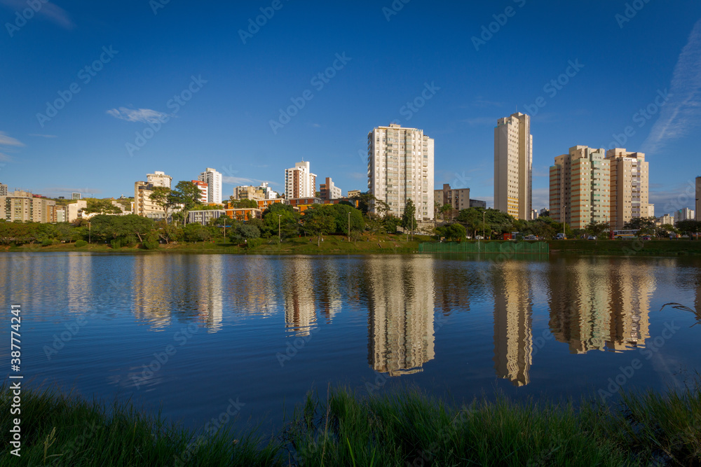 Fototapeta premium Partial view of Santa Lúcia Dam, in Belo Horizonte, Minas Gerais state, Brazil
