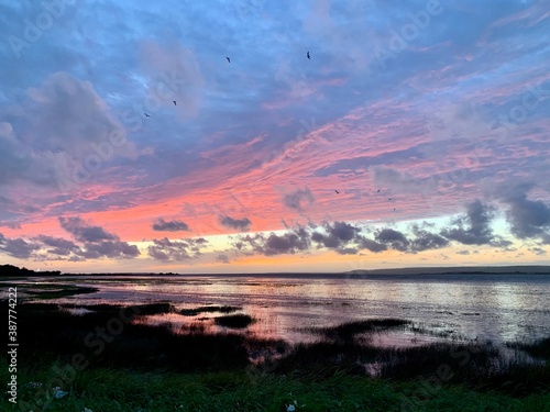 Sunset in Penclawdd, Wales photo