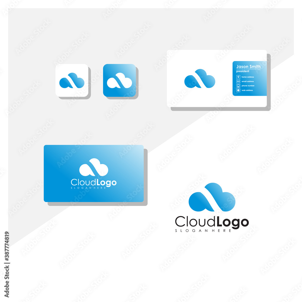 cloud technology logo with business card vector cloud technology logo with business card vector