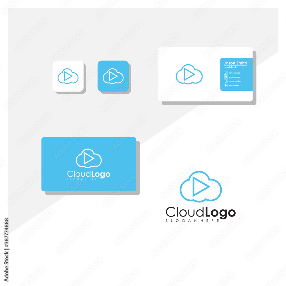 Fototapeta premium cloud technology logo with business card vector