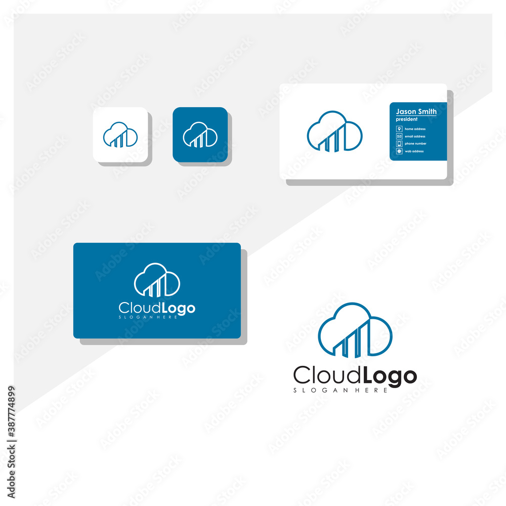 cloud financial logo with business card vector template cloud financial logo with business card vector template