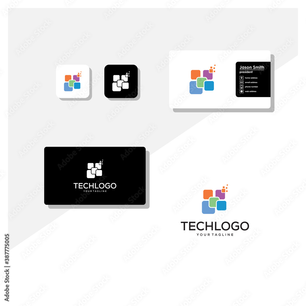 Technology logo and business card vector Technology logo and business card vector