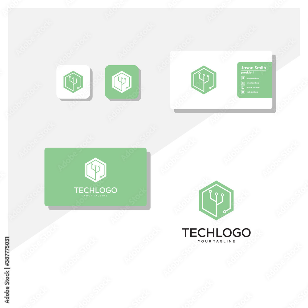 Technology logo and business card vector Technology logo and business card vector