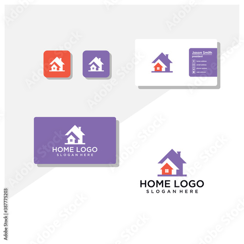 Home logo and business card vector