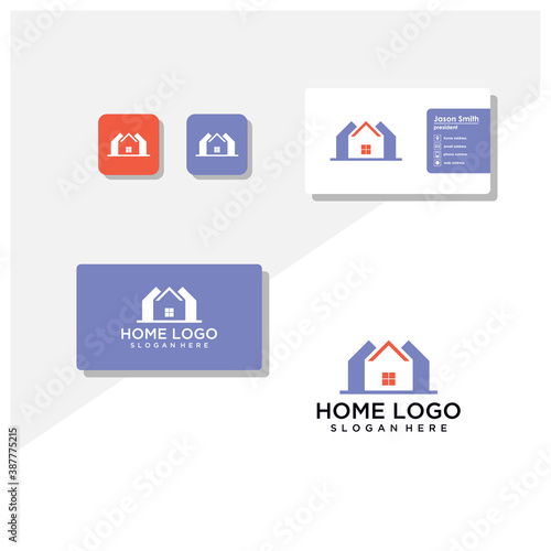 Home logo and business card vector