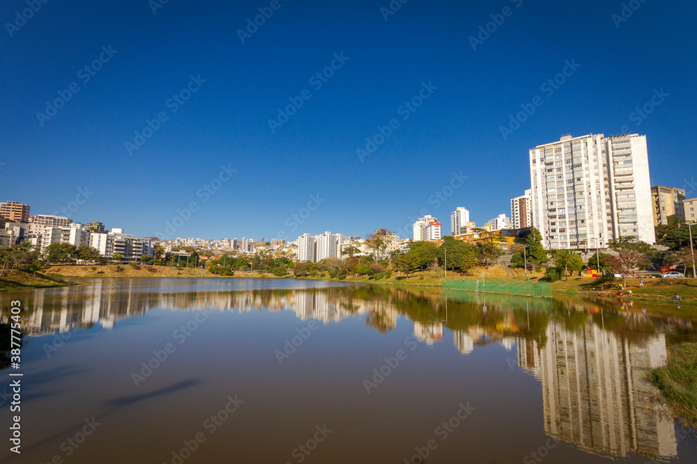 Naklejka premium Partial view of Santa Lúcia Dam, in Belo Horizonte, Minas Gerais state, Brazil