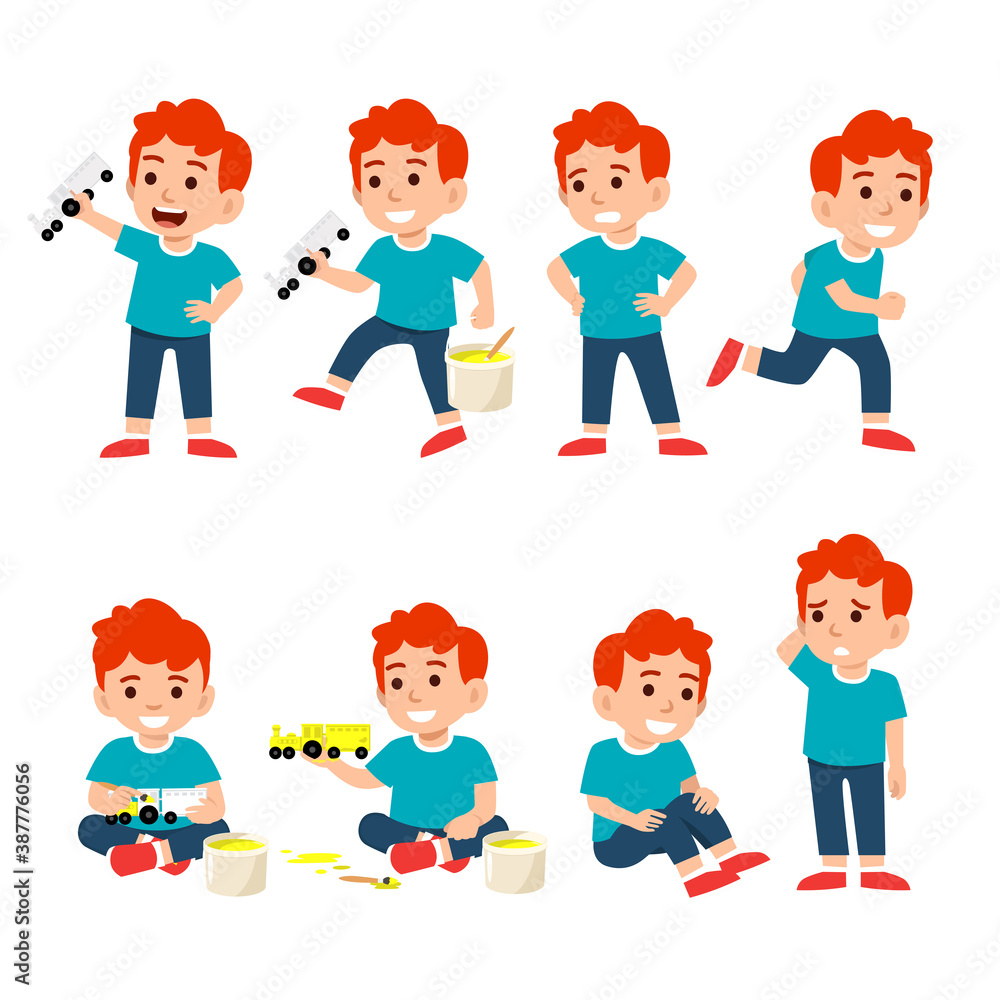 cute little boy character set flat vector illustration isolated on different layers, with editable vector file cute little boy character set flat vector illustration isolated on different layers, with editable vector file