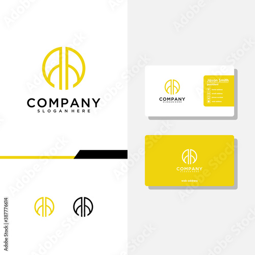 letter aa logo design and business card vector template