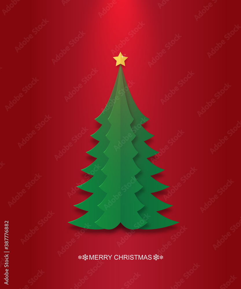 Christmas tree on red background for celebration xmas and new year illustration Christmas tree on red background for celebration xmas and new year illustration