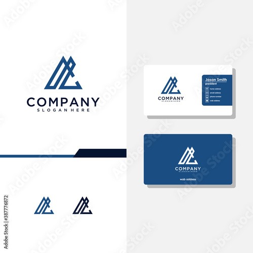 letter ac logo design and business card vector template