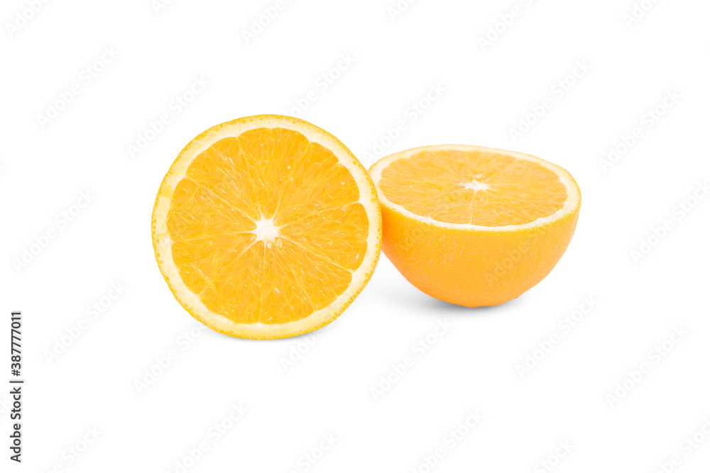 Orange and Orange slice isolate on white with work path Orange and Orange slice isolate on white with work path