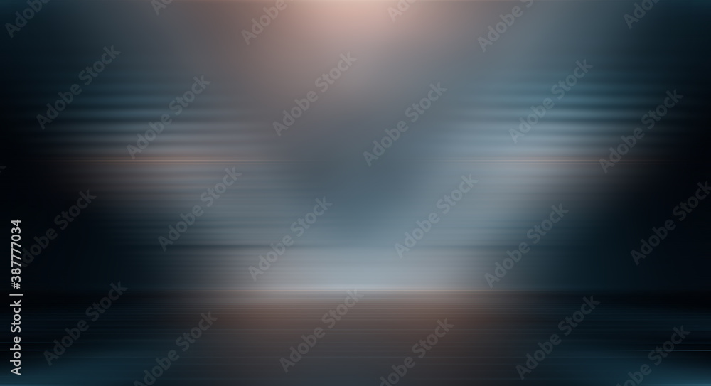 Modern minimalistic, futuristic studio background. Dark background with lines and spotlights, neon light, night view. Abstract blue background. Empty stage. Modern minimalistic, futuristic studio background. Dark background with lines and spotlights, neon light, night view. Abstract blue background. Empty stage.