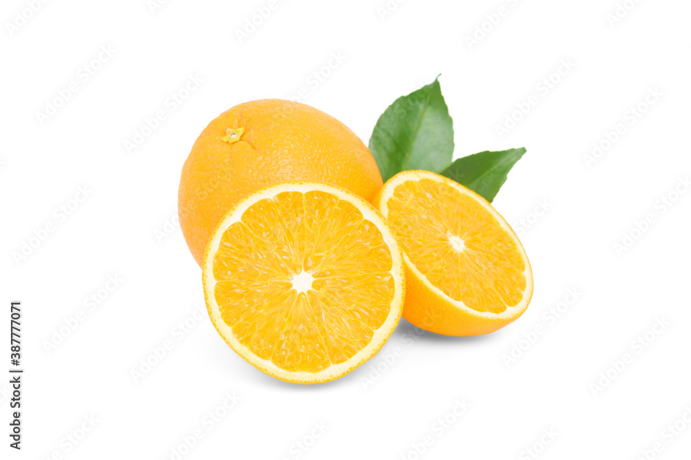 Orange and Orange slice isolate on white with work path