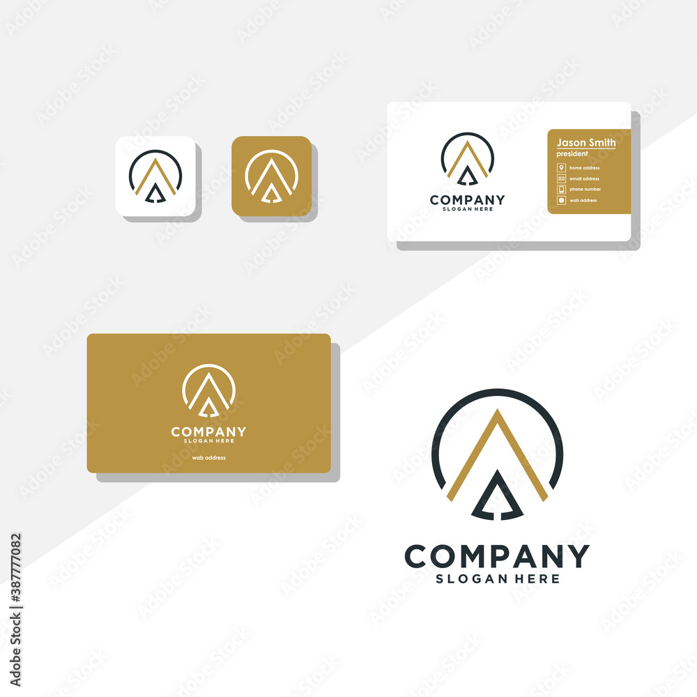 letter A logo design and business card vector letter A logo design and business card vector