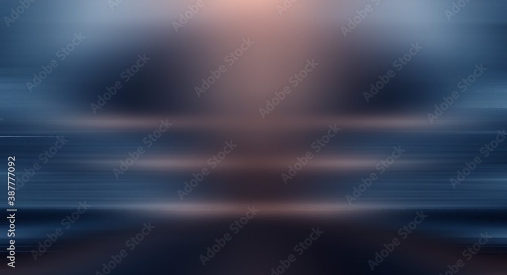 Modern minimalistic, futuristic studio background. Dark background with lines and spotlights, neon light, night view. Abstract blue background. Empty stage. Modern minimalistic, futuristic studio background. Dark background with lines and spotlights, neon light, night view. Abstract blue background. Empty stage.