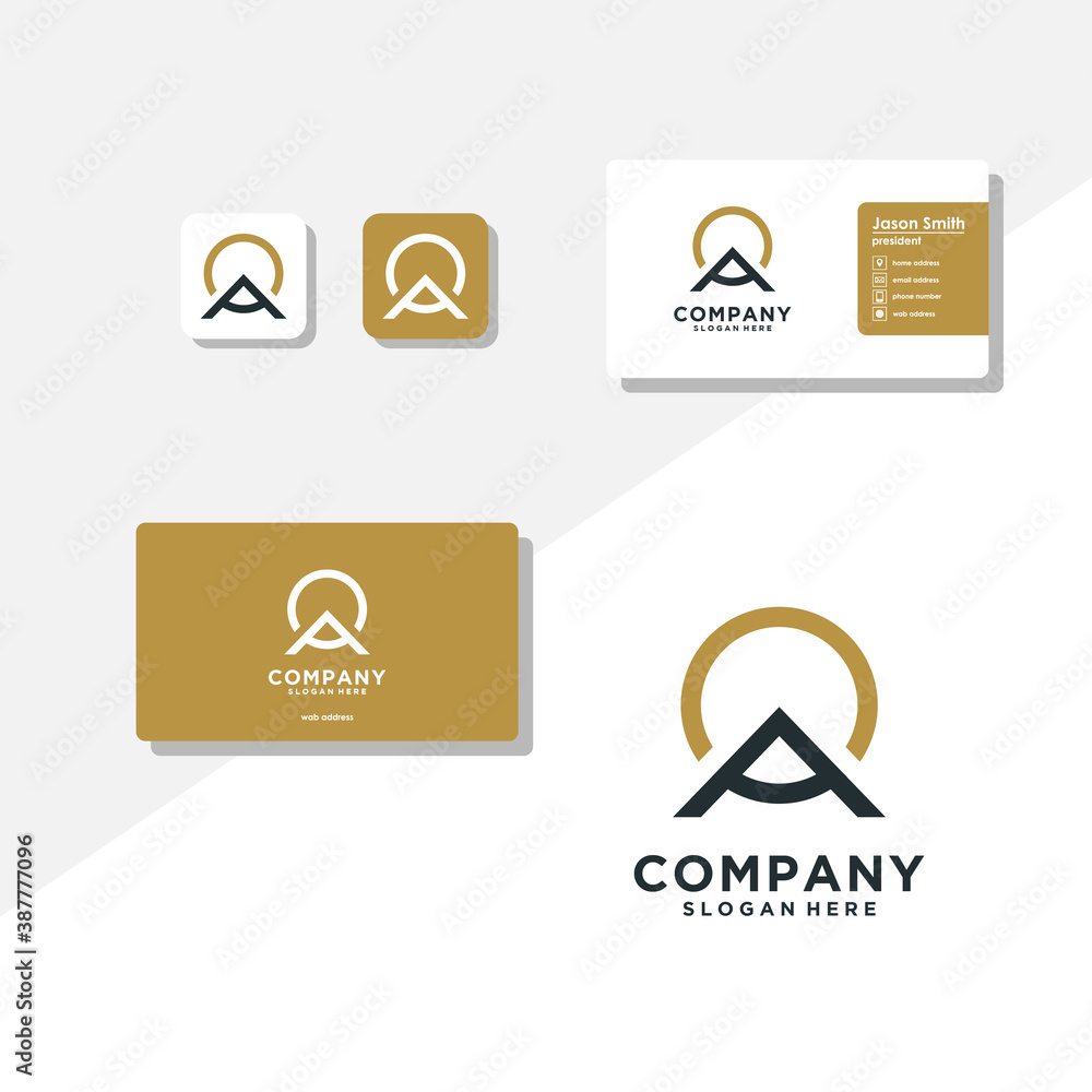 letter A logo design and business card vector letter A logo design and business card vector