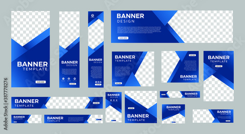 set of creative web banners of standard size with a place for photos. Vertical, horizontal and square template. vector illustration